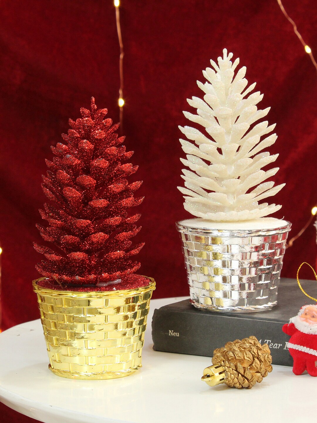 

TIED RIBBONS Red & White 2 Pieces Mini Table Tree Xmas Decor