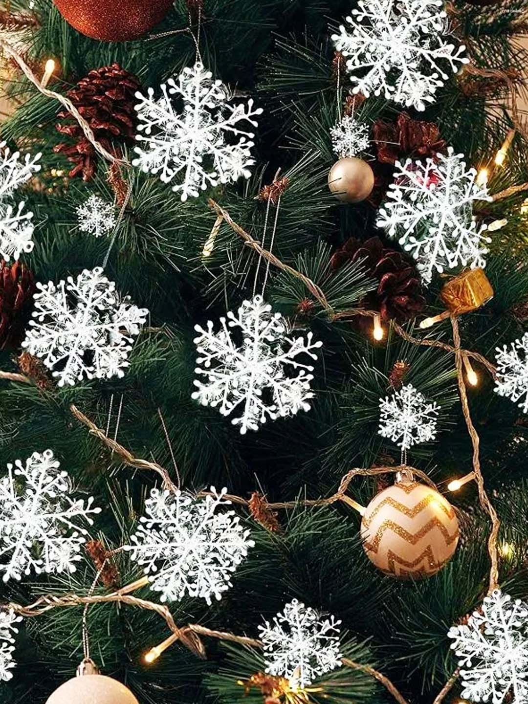 

TIED RIBBONS White 15 Pieces Christmas Tree Hanging Snowflakes