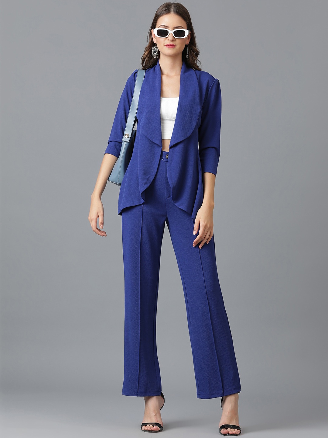 

KOTTY BIZwear Shawl Neck Coat With Trouser, Blue