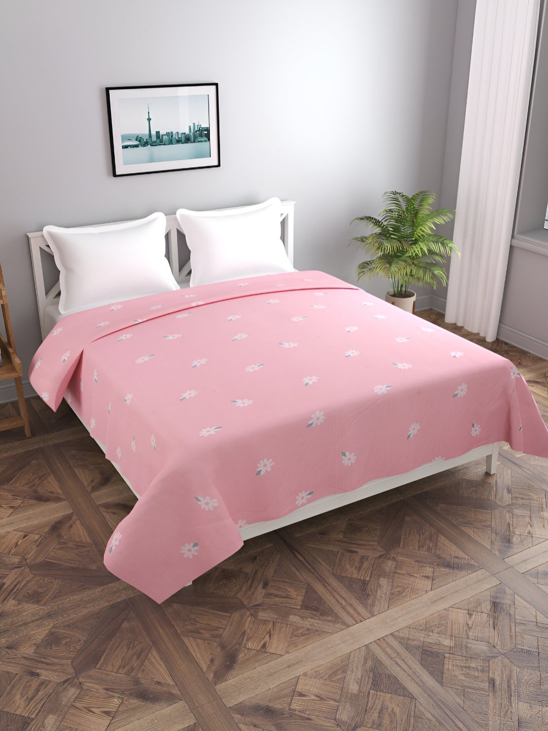 

BREVARD Pink & White Floral Printed Double Duvet Cover