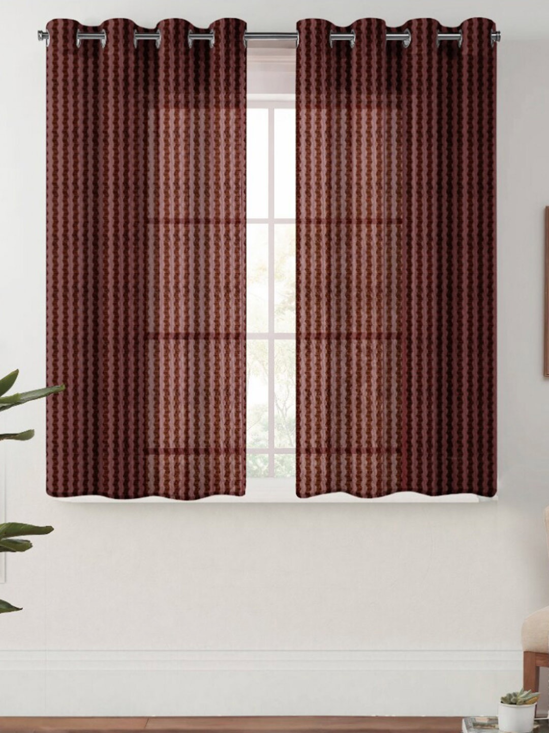 

Urban Magic Brown Eyelet Sheer Window Curtain