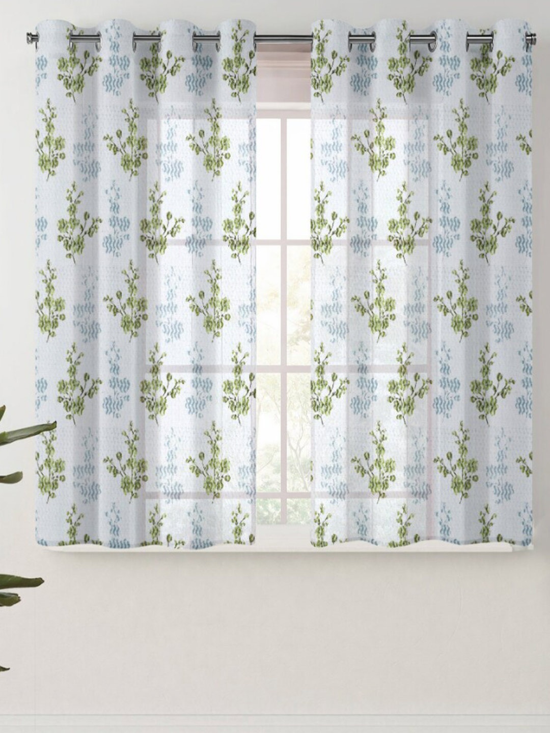 

Urban Magic Green Floral Sheer Window Curtain