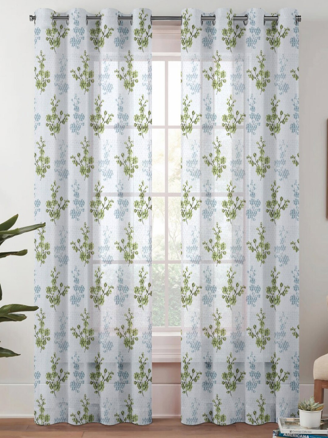 

Urban Magic White Printed Sheer Door Curtain