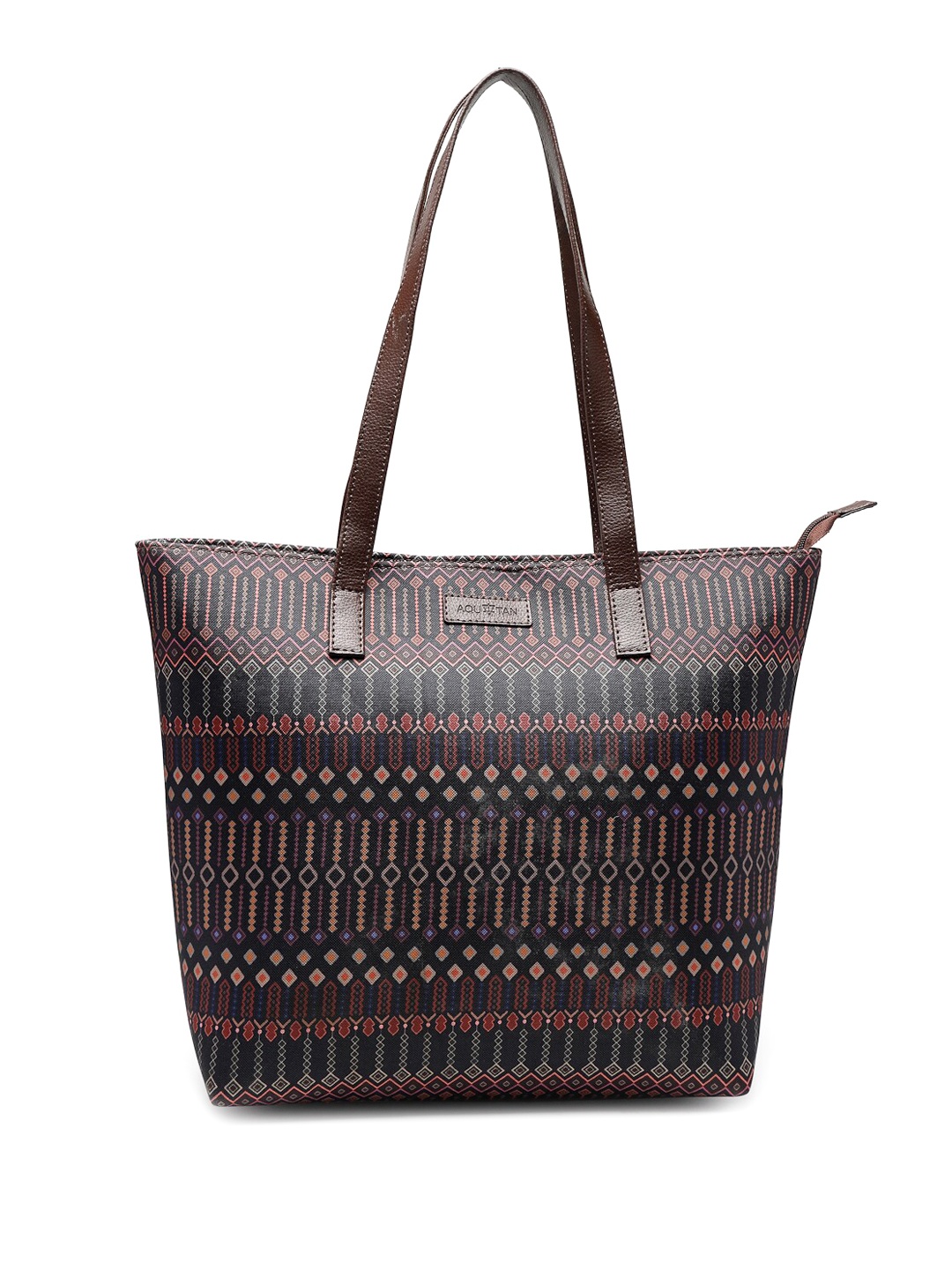

AQUATAN Printed Oversized Shopper Tote Bag, Coffee brown