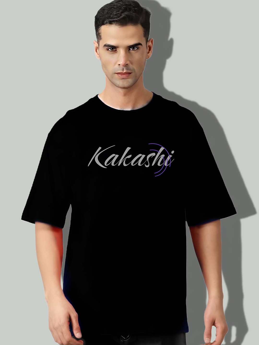 

Elibolz Kakashi Printed Cotton Oversized T-shirt, Black