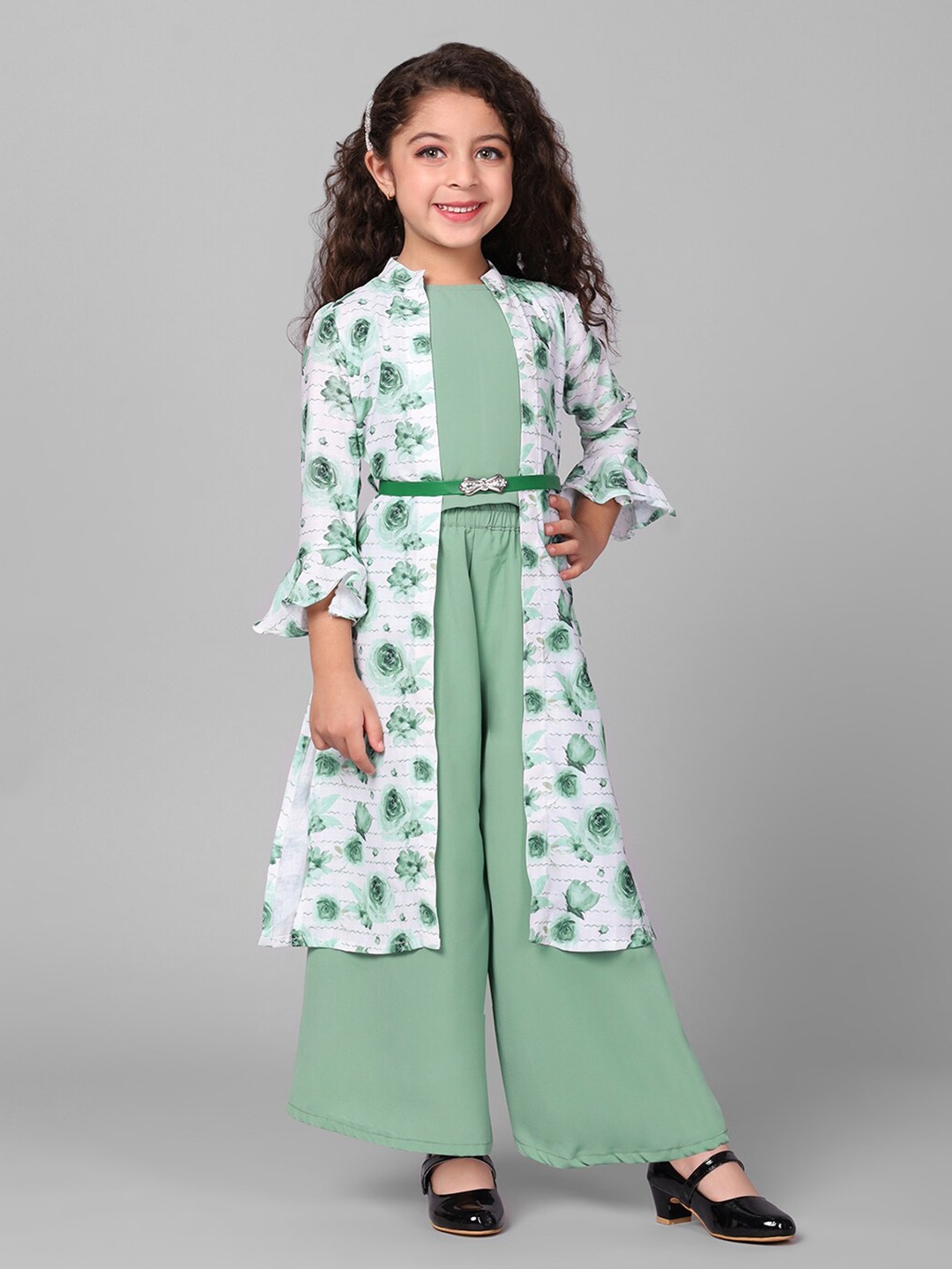 

Macwin Girls Top With Palazzo & Shrug, Green