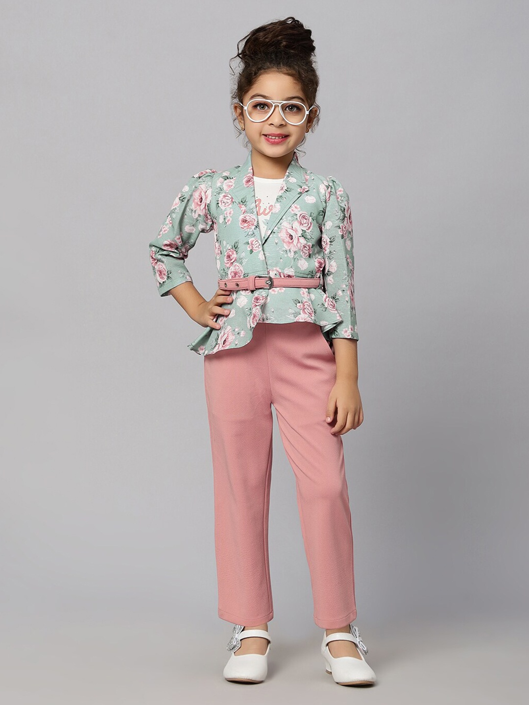 

Macwin Girls Floral Printed Jacket and Trousers, Sea green