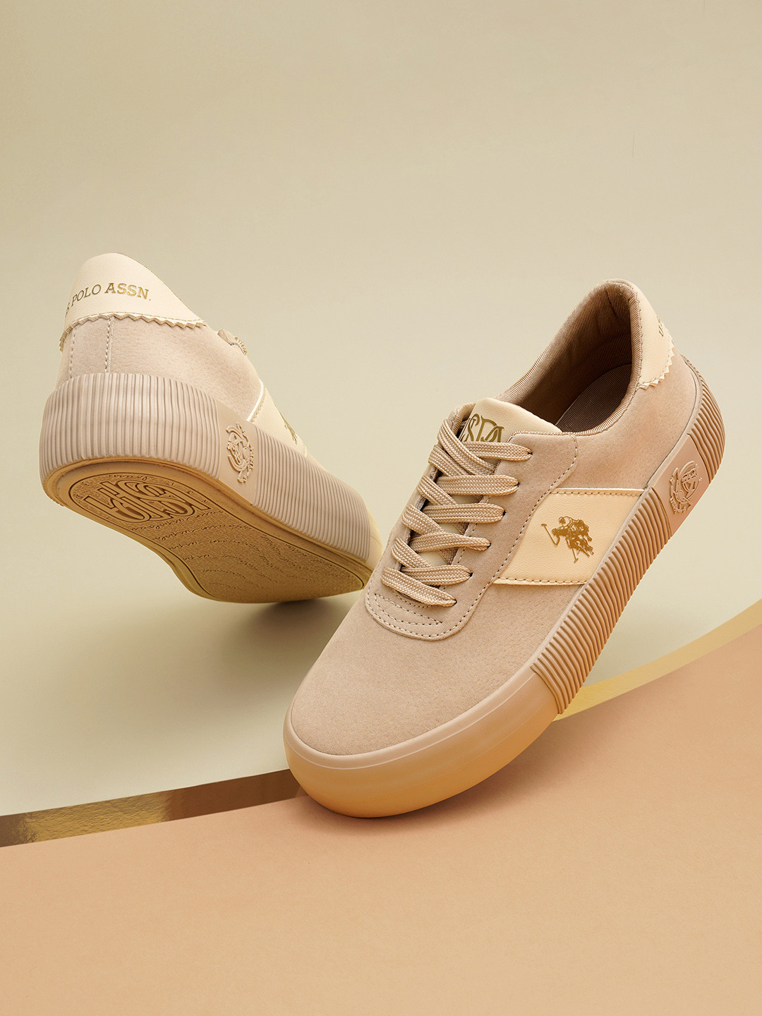 

U.S. Polo Assn. Women CORDELA Textured Comfort Insole Basics Sneakers, Beige
