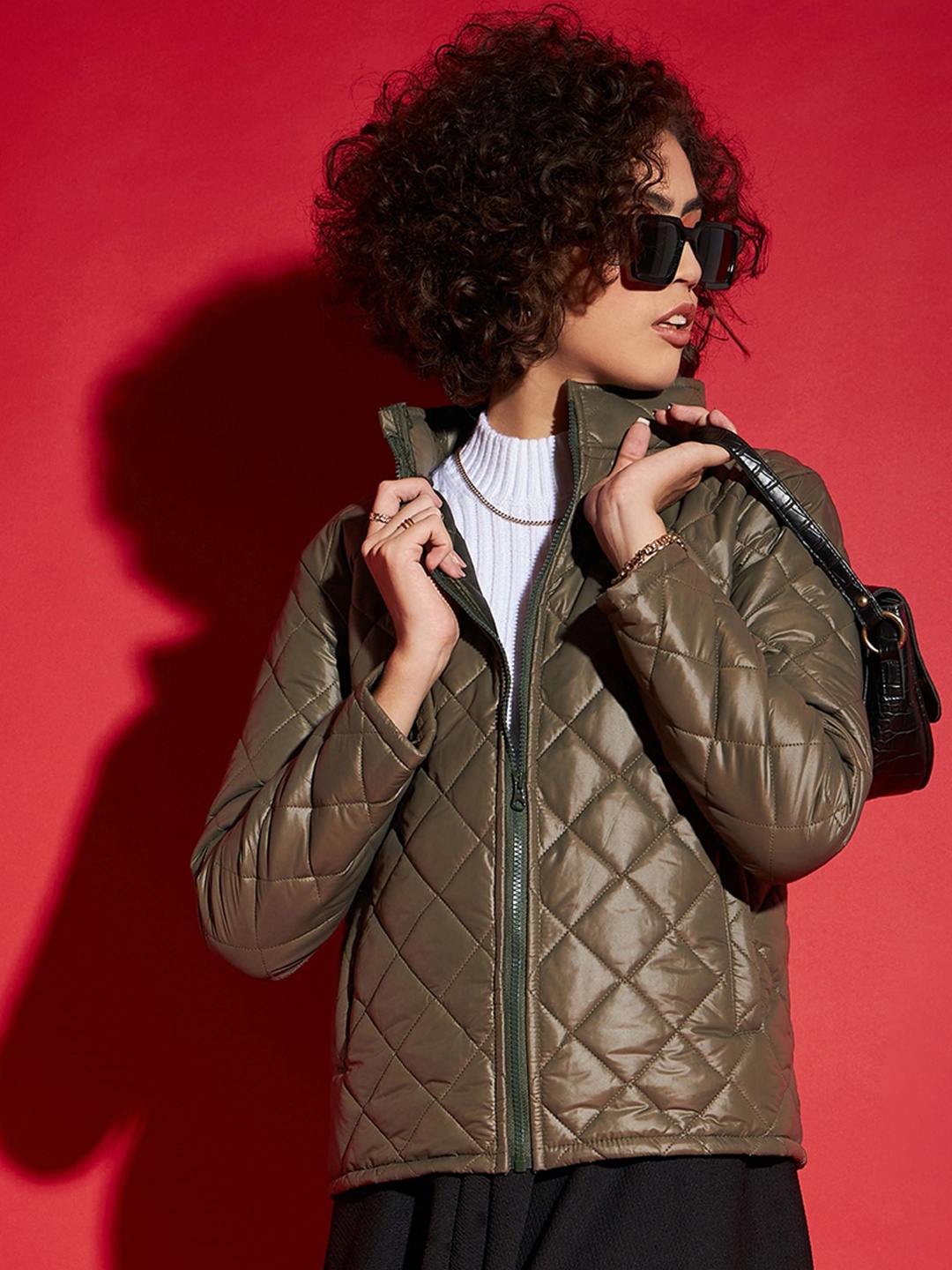

SASSAFRAS Olive Green Hooded Quilted Jacket