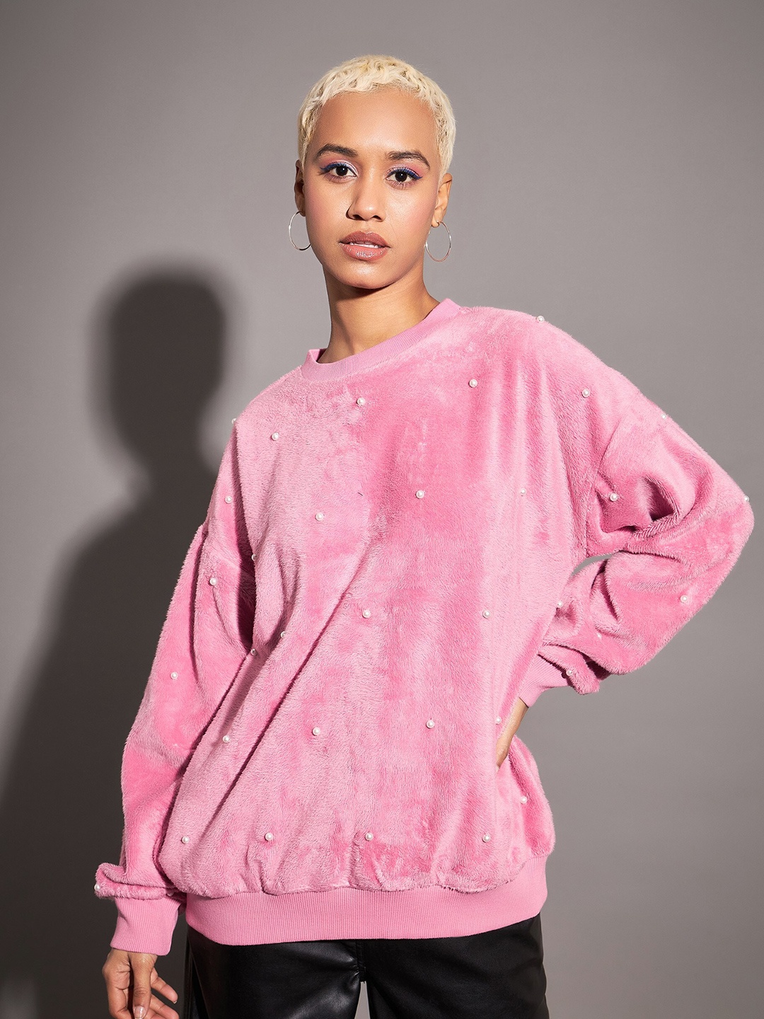 SASSAFRAS Pink Embellished Detail Pullover