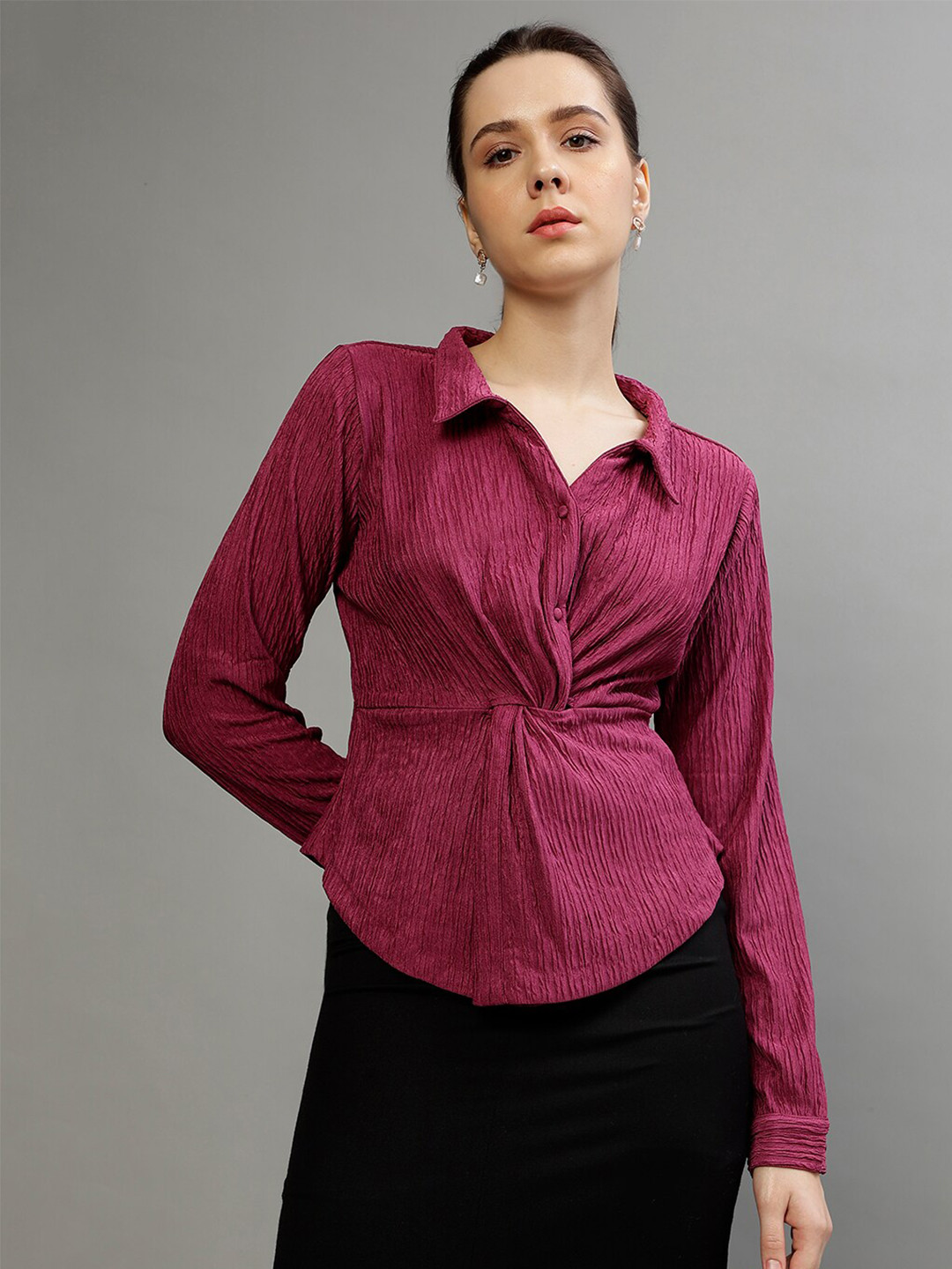 

CENTRESTAGE Shirt Collar Shirt Style Top, Red