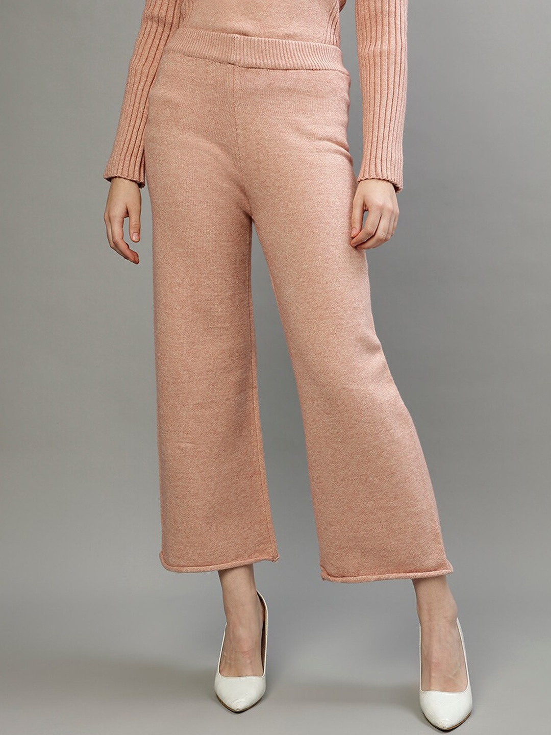 

CENTRESTAGE Women Flared Parallel Trousers, Peach