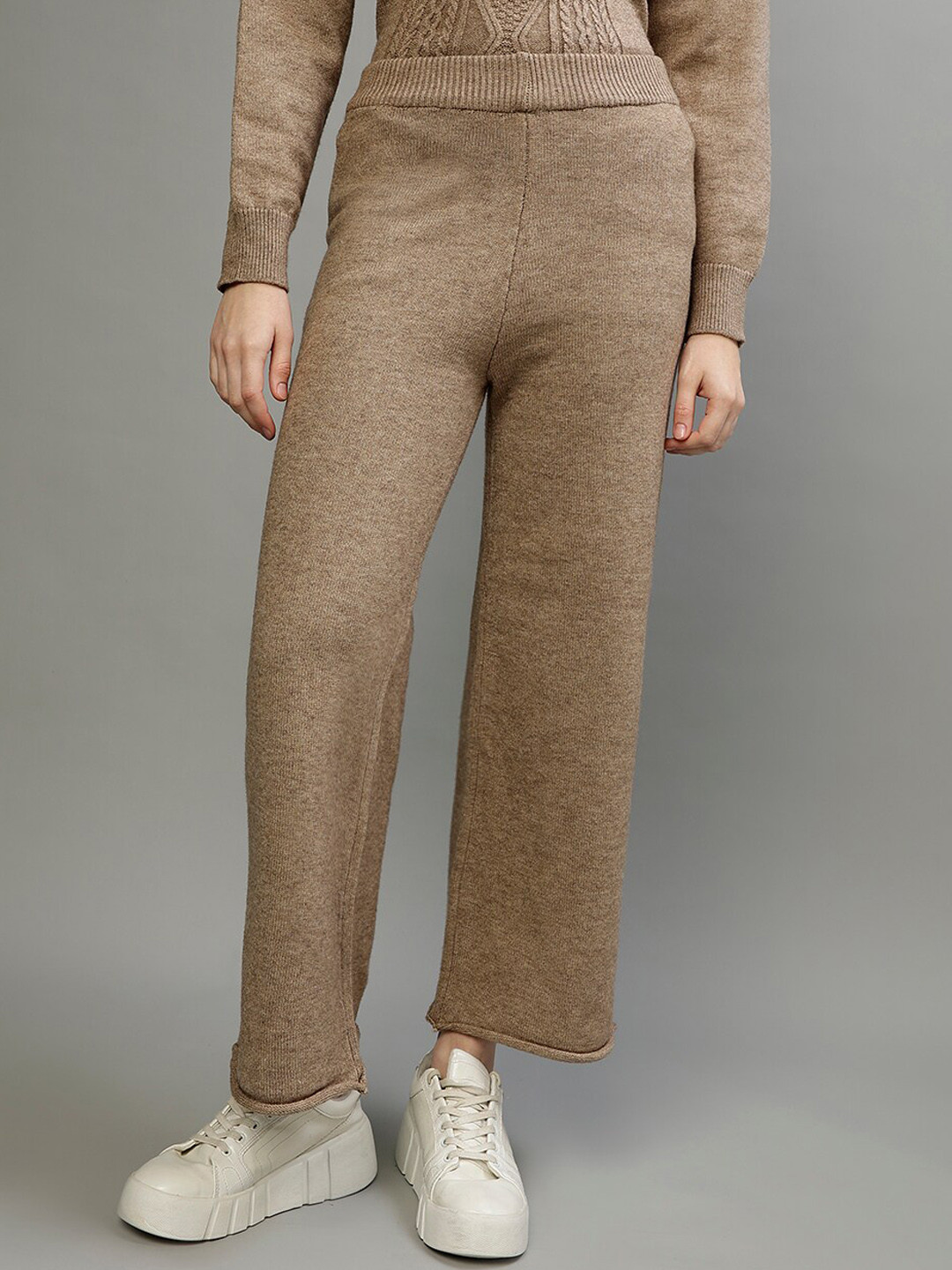 

CENTRESTAGE Women Flared Parallel Trousers, Brown