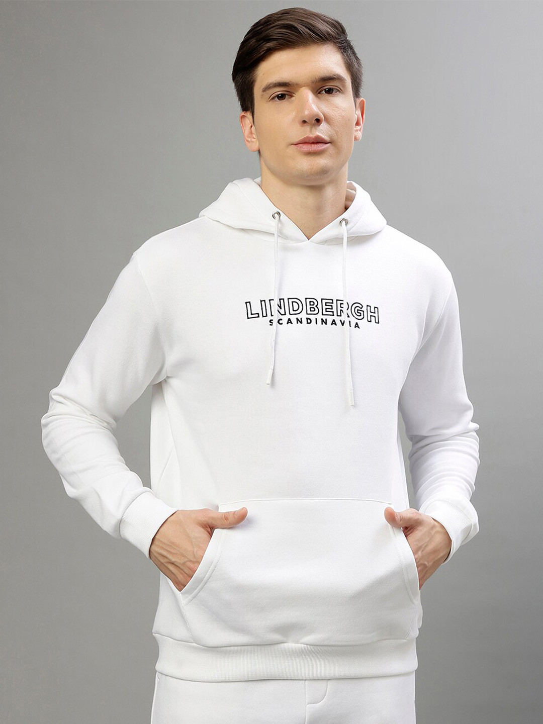

LINDBERGH Typography Printed Hooded Pullover Sweatshirt, White