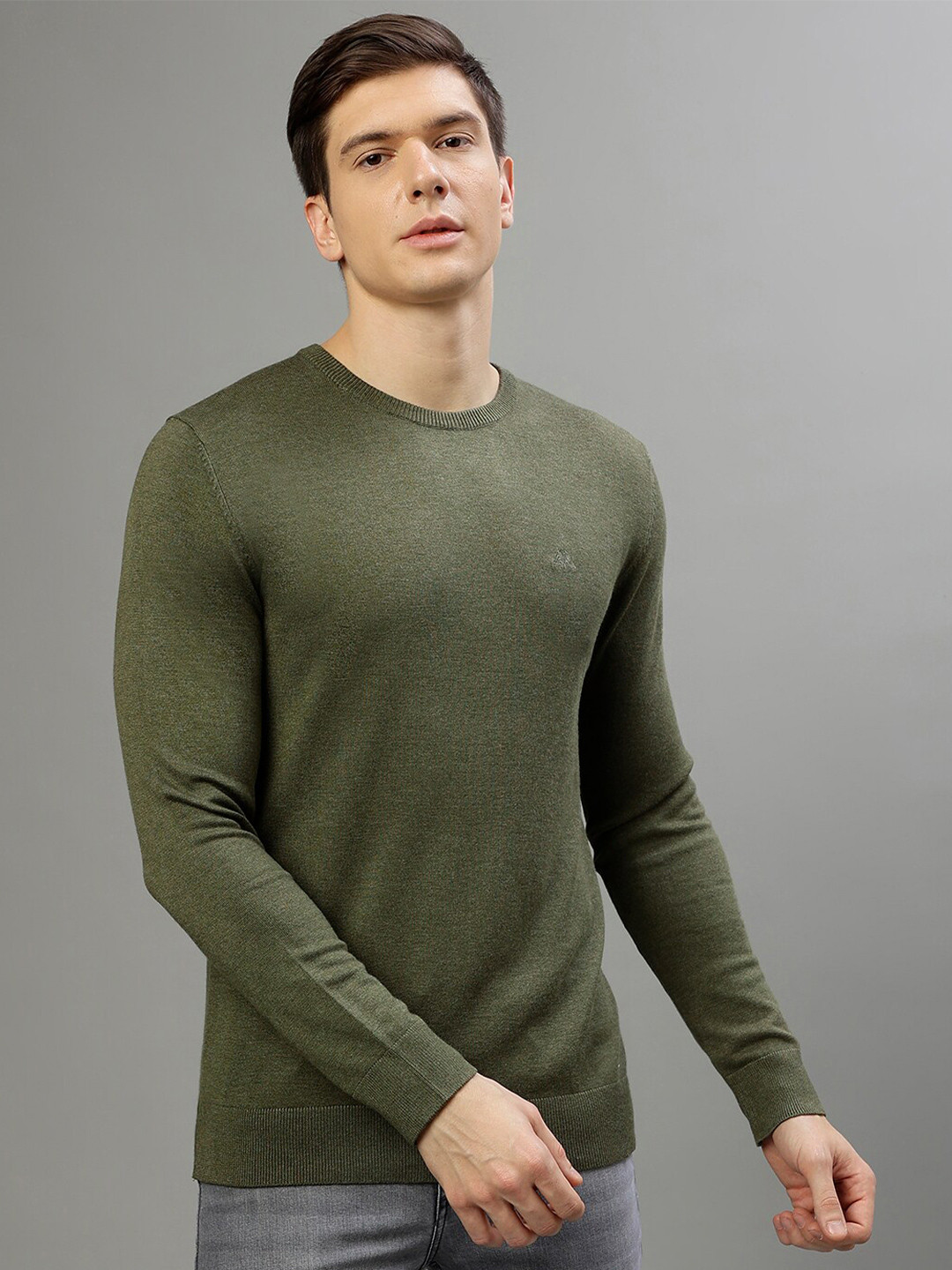 

LINDBERGH Round Neck Long Sleeves Pullover Sweater, Olive
