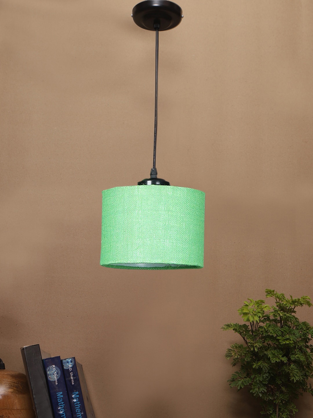 

Devansh Green & Black Textured Adjustable Cord Jute Shade Hanging Lamp