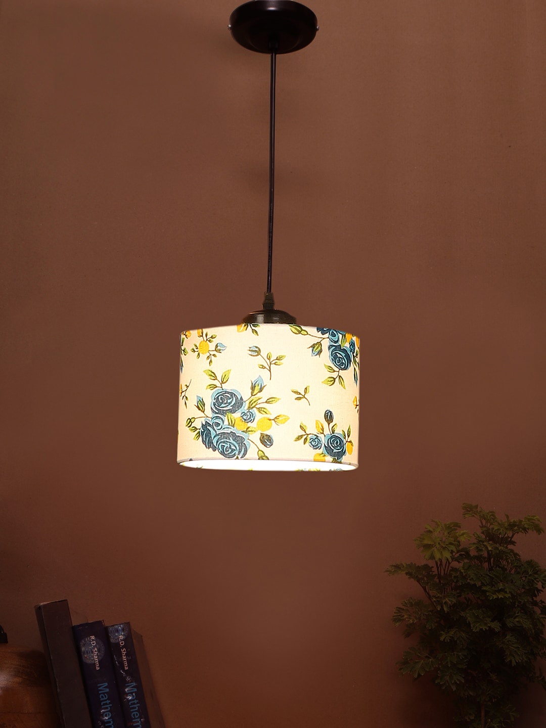 

Devansh White and Blue Floral Printed Adjustable Cord Cotton Shade Hanging Lamp