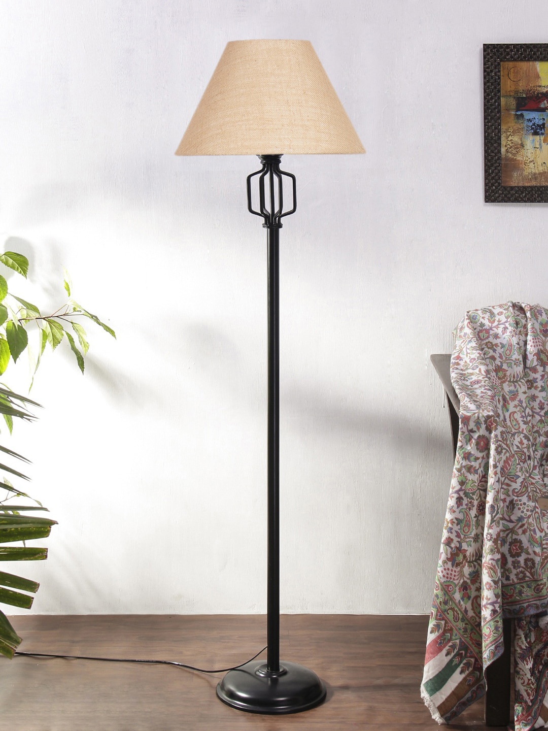 

Devansh Beige & Black Textured Jute Conical Iron Floor Lamp