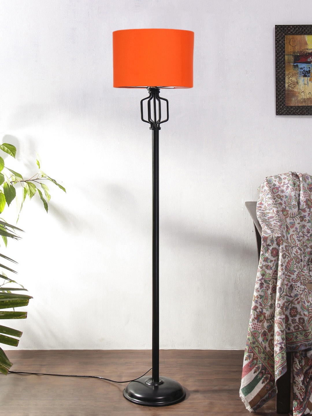 

Devansh Orange-Coloured & Black Cylinder Shape Cotton Drum Iron Floor Lamp