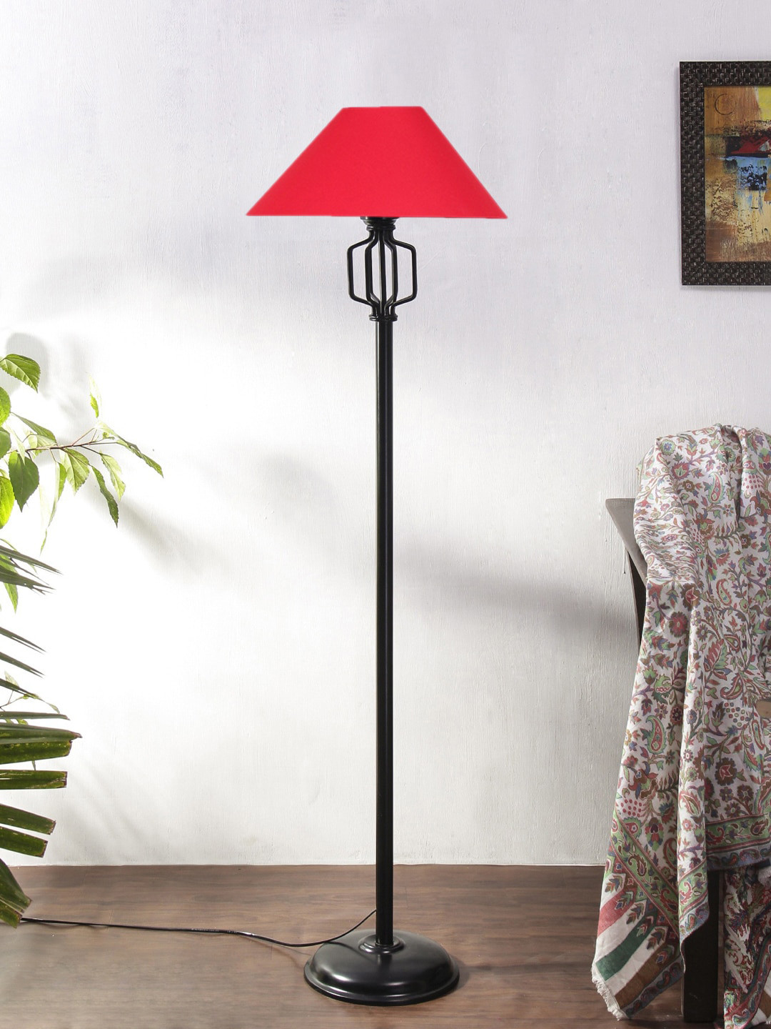 

Devansh Red & Black Frustum Shape Cotton Shade Iron Floor Lamp