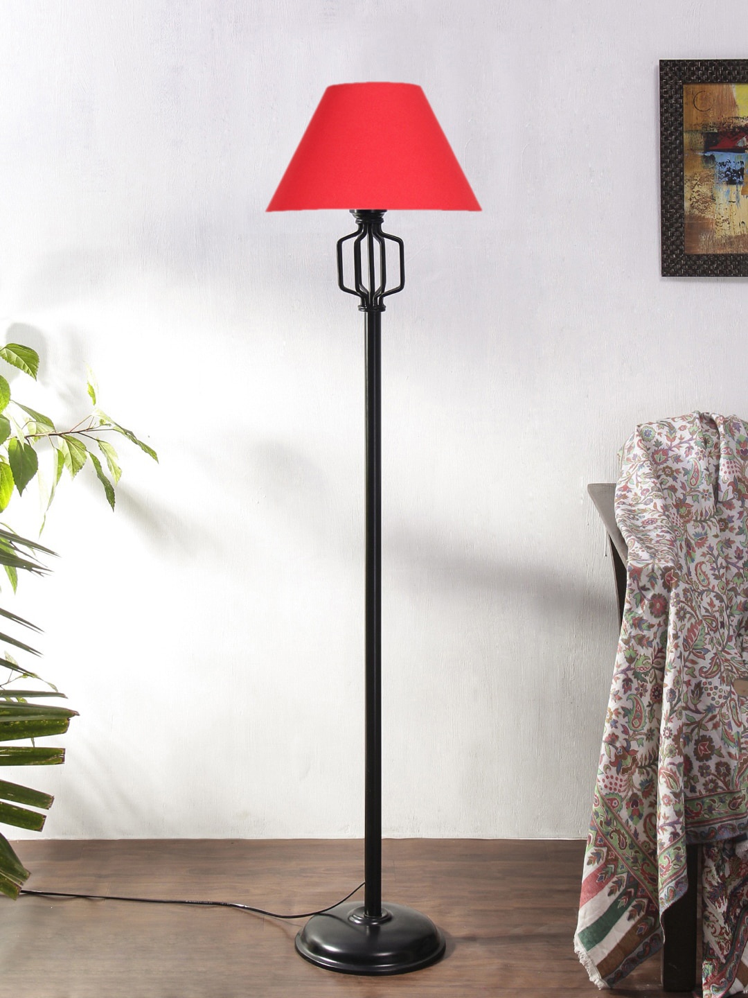 

Devansh Red & Black Textured Cotton Conical Iron Floor Lamp