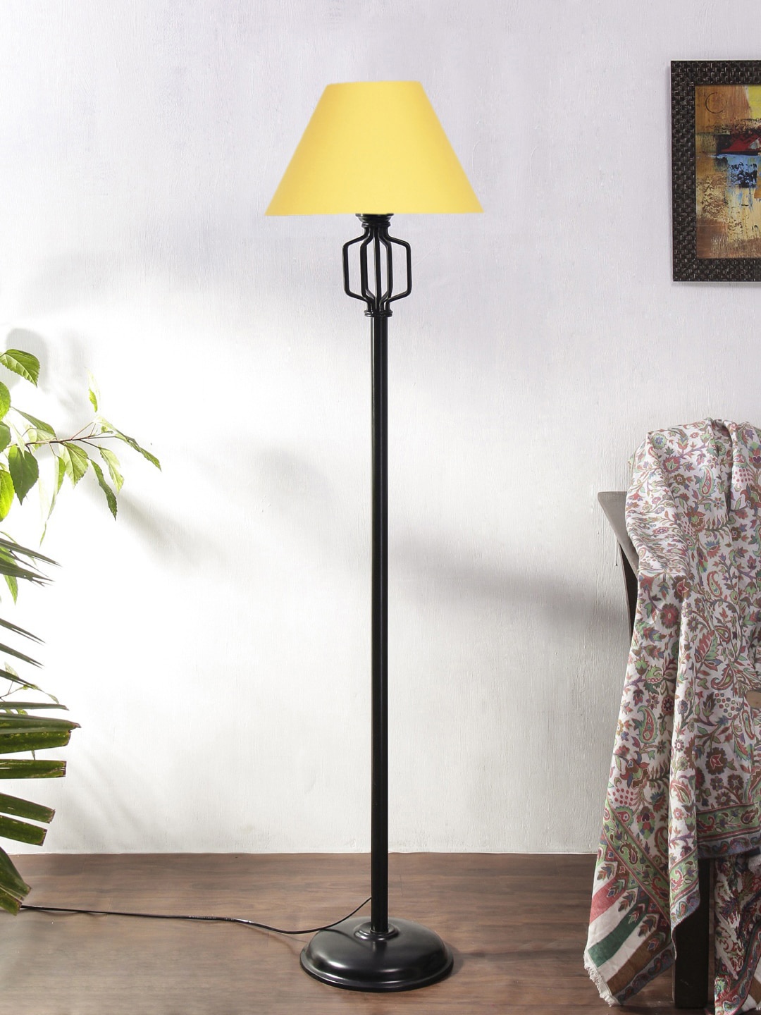 

Devansh Yellow & Black Frustum Shape Cotton Conical Shade Floor Lamp