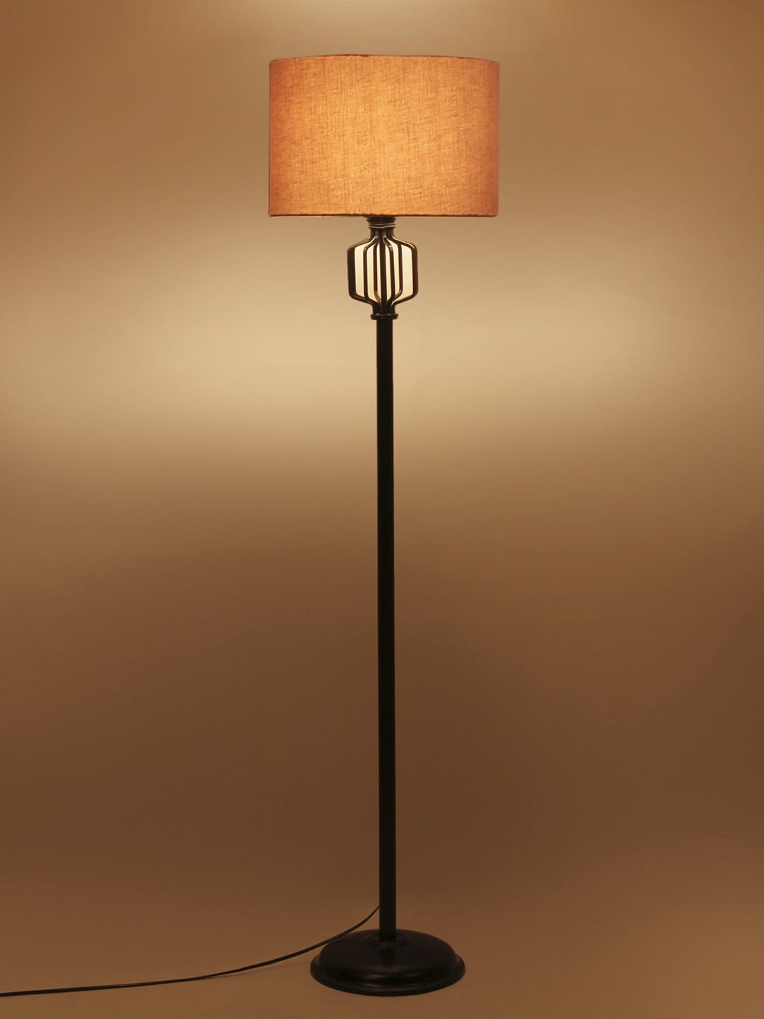 

Devansh Grey & Black Textured Cylinder Shape Cotton Shade Floor Lamp