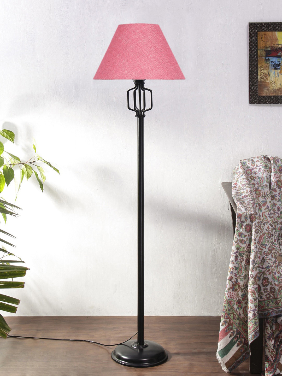 

Devansh Pink & Black Textured Jute Conical Iron Floor Lamp