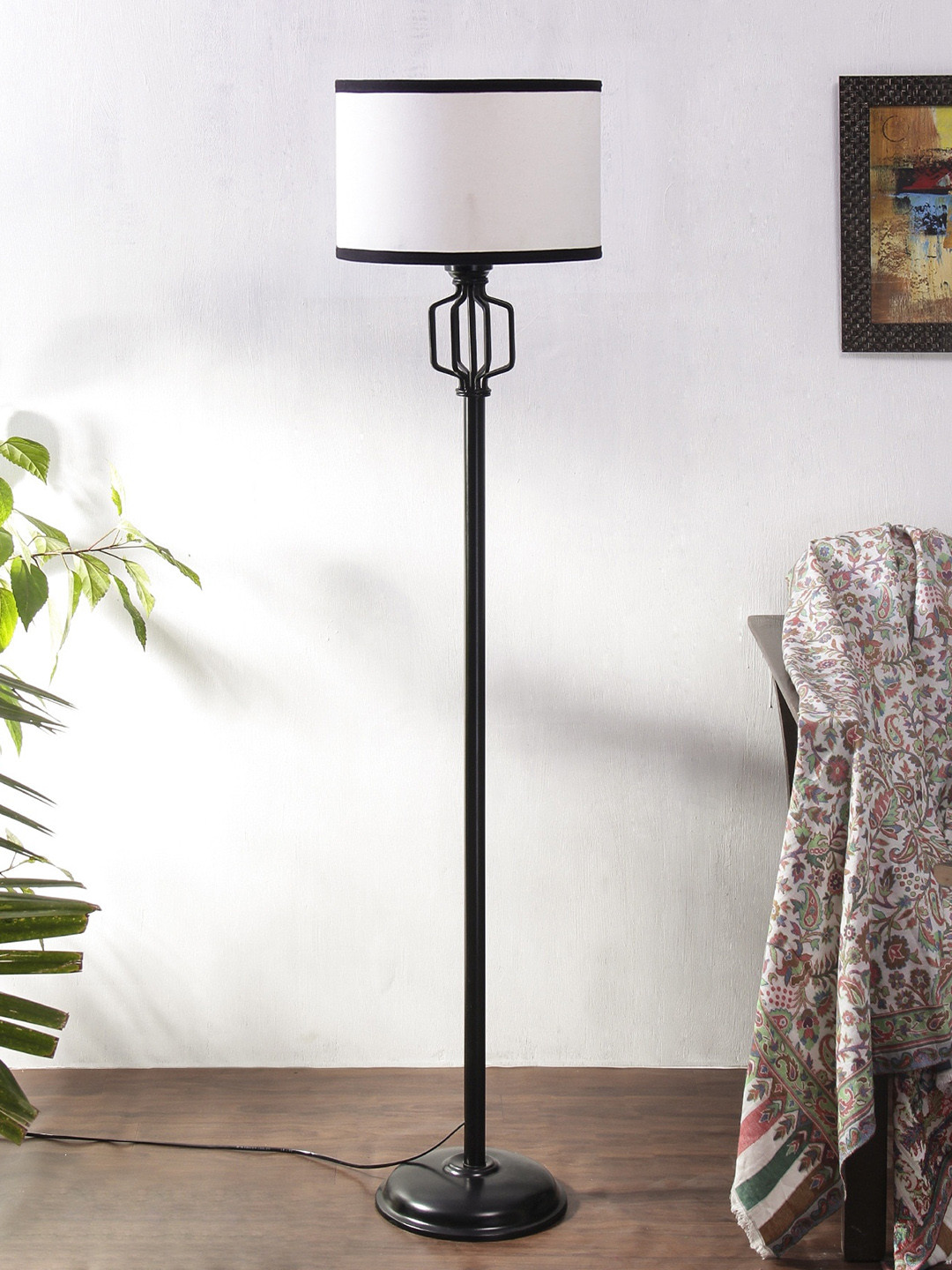 

Devansh White & Black Cylinder Shape Cotton Drum Iron Floor Lamp