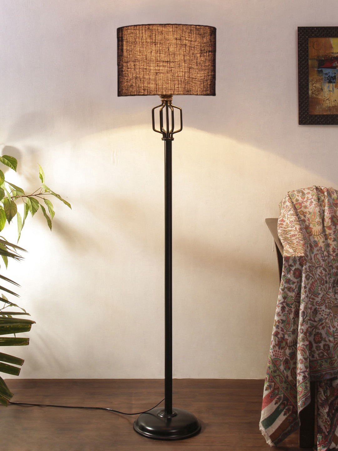 

Devansh Blue & Black Textured Cylinder Shape Jute Shade Floor Lamp