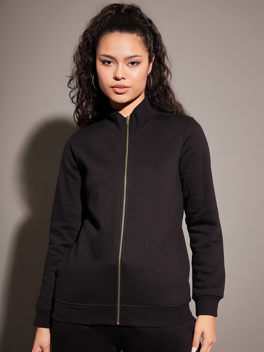 

SASSAFRAS Black Mock Collar Bomber Jacket