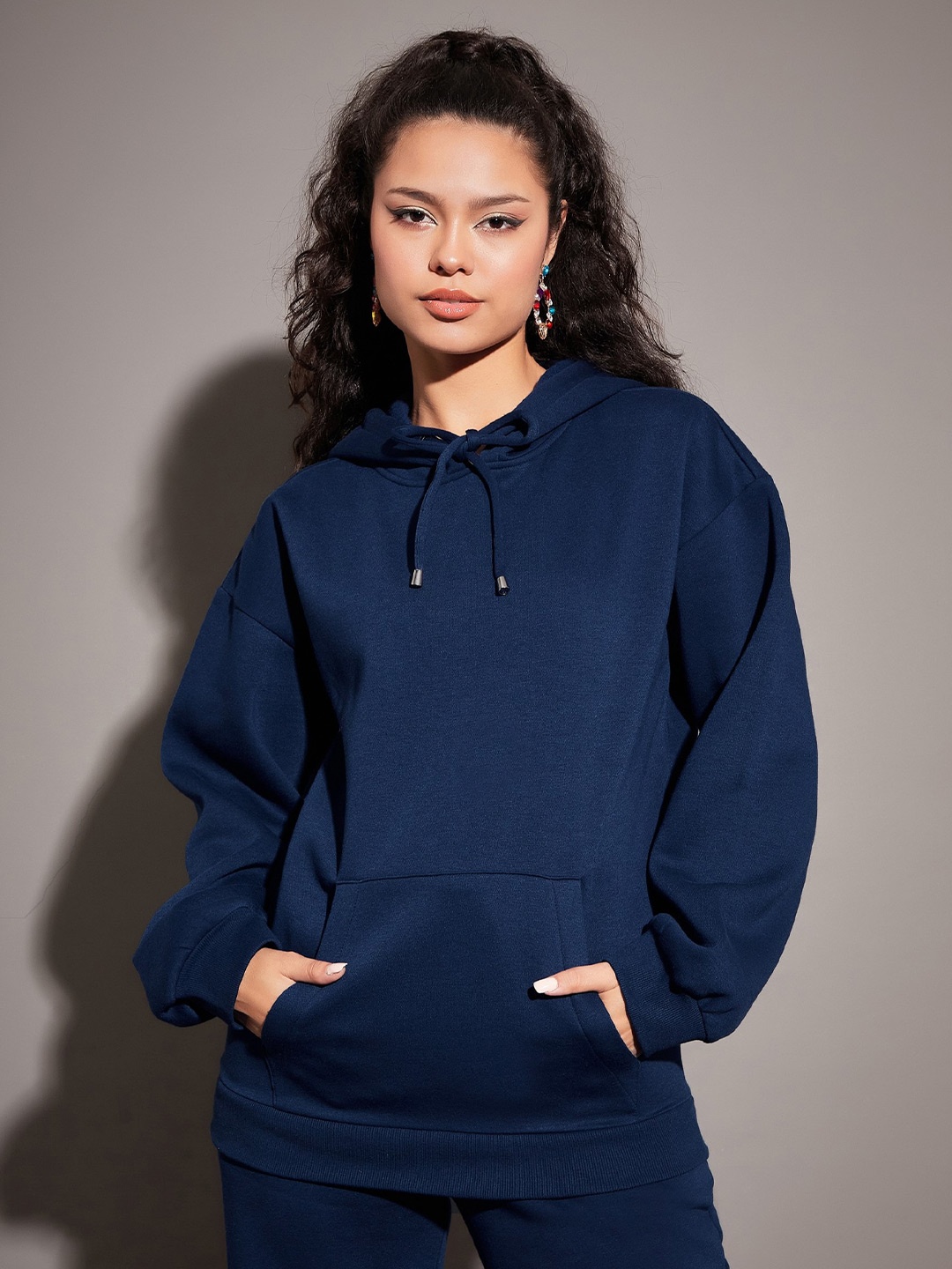 

SASSAFRAS Navy Blue Hooded Oversized Pullover
