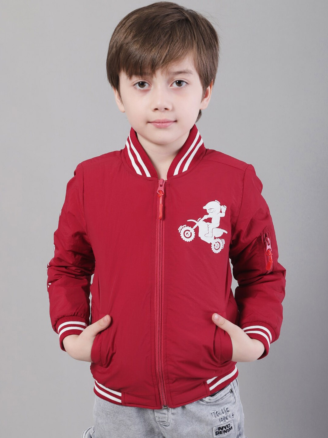 

HOUSE OF VEDAS Boys Lightweight Varsity Jacket, Maroon