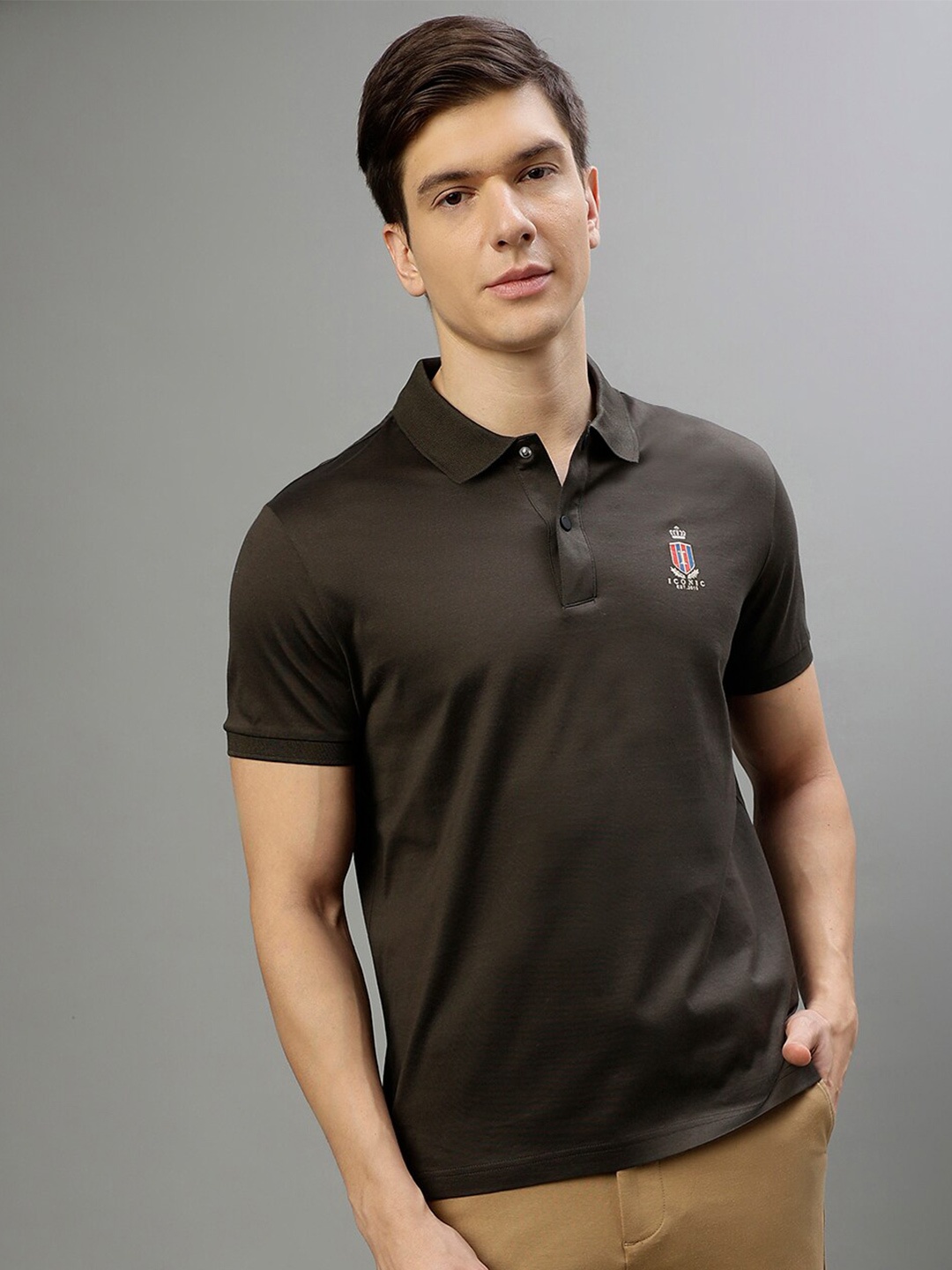 

Iconic Polo Collar Pure Cotton T-shirt, Black