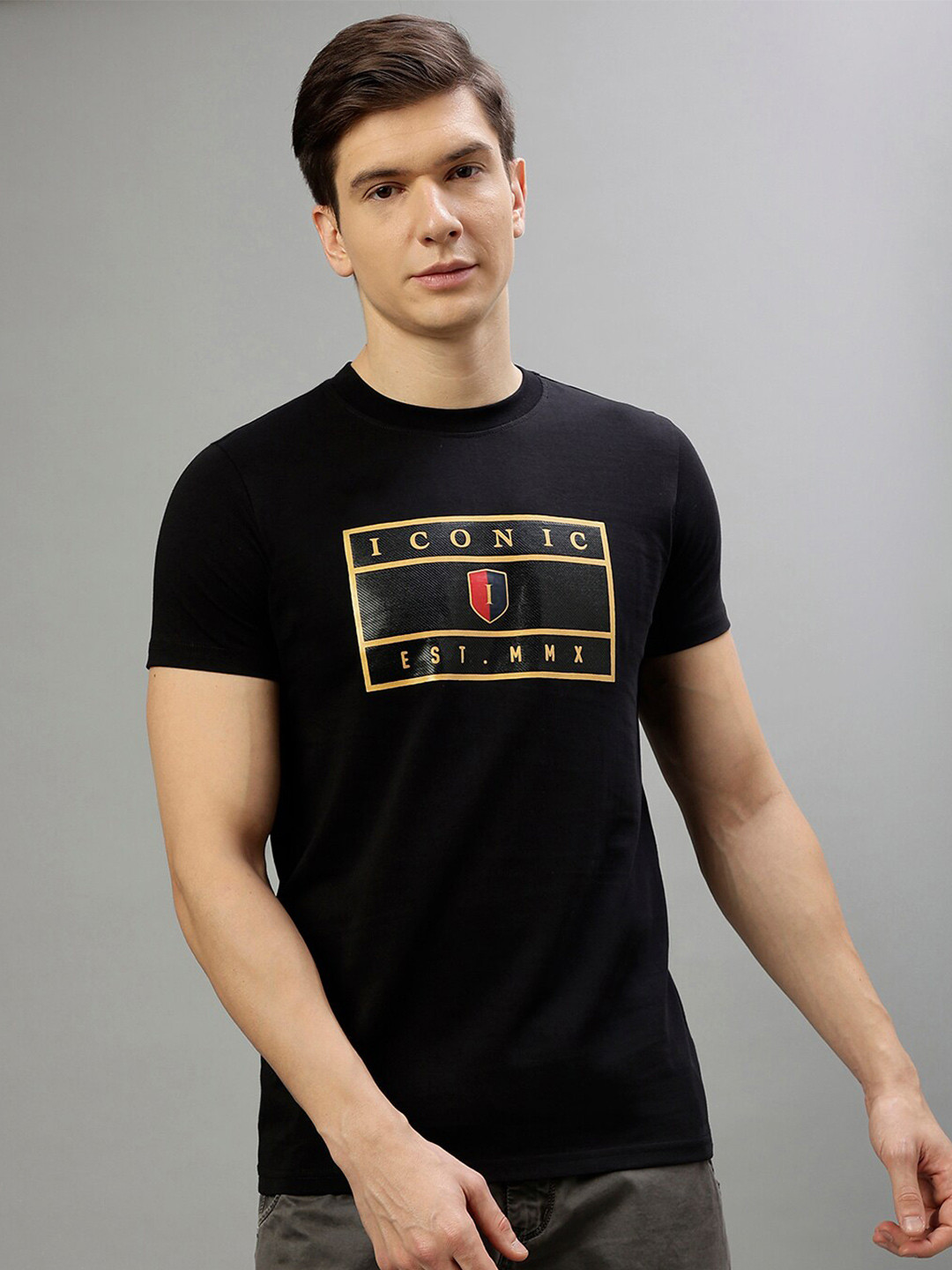 

Iconic Typography Printed Pure Cotton T-shirt, Black