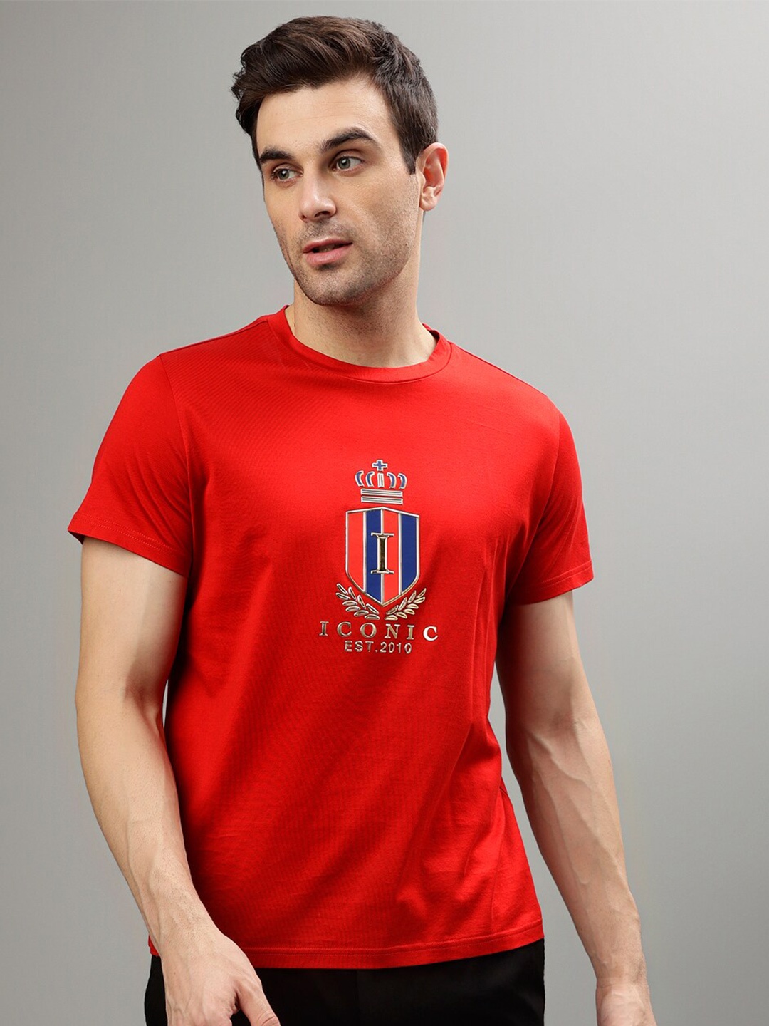 

Iconic Typography Printed Pure Cotton T-shirt, Red