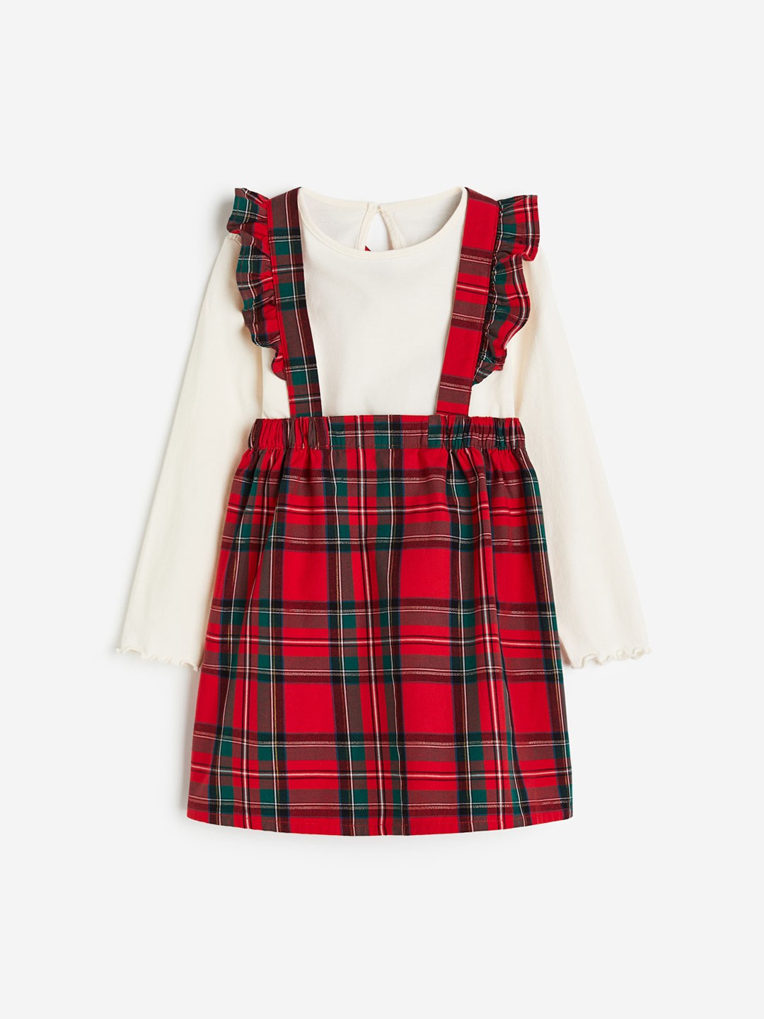 

H&M Girls Pure Cotton Pure Cotton 2-Piece Skirt And Top Set, Red