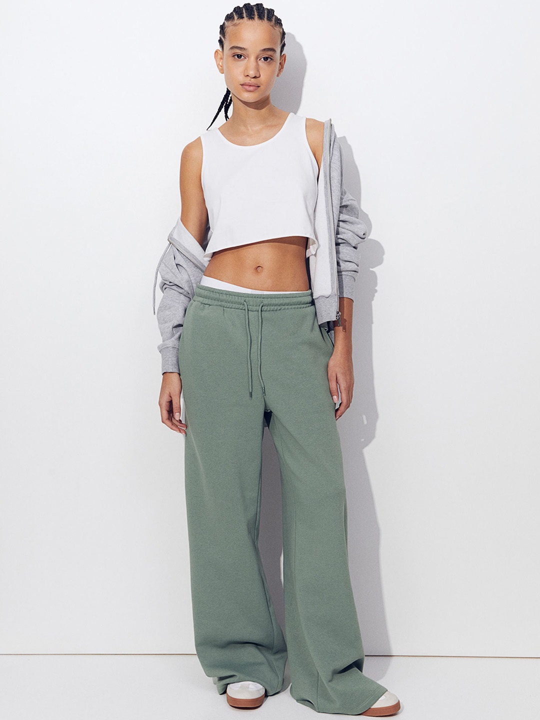 

H&M Women Wide Joggers, Sea green