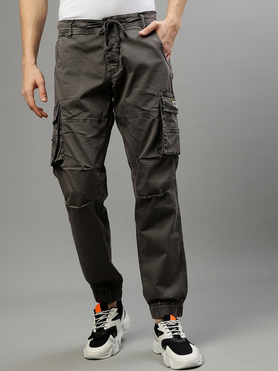 

Iconic Men Mid Rise Cotton Joggers, Grey