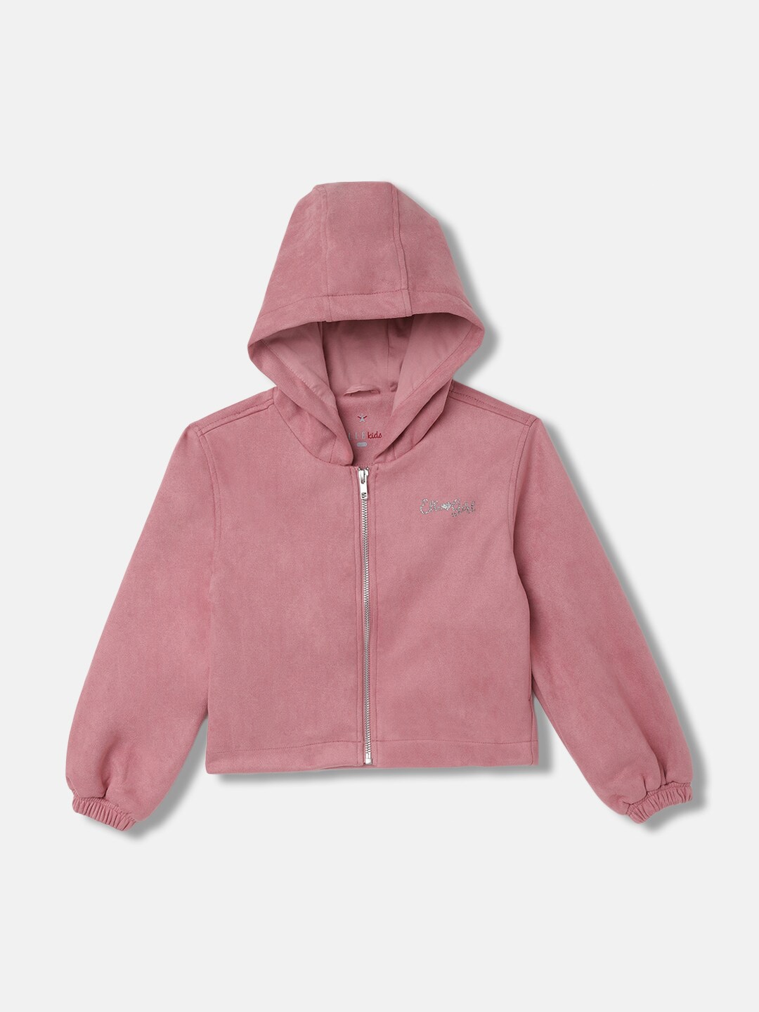 

ELLE Girls Hooded Front-Open Sweatshirt, Pink