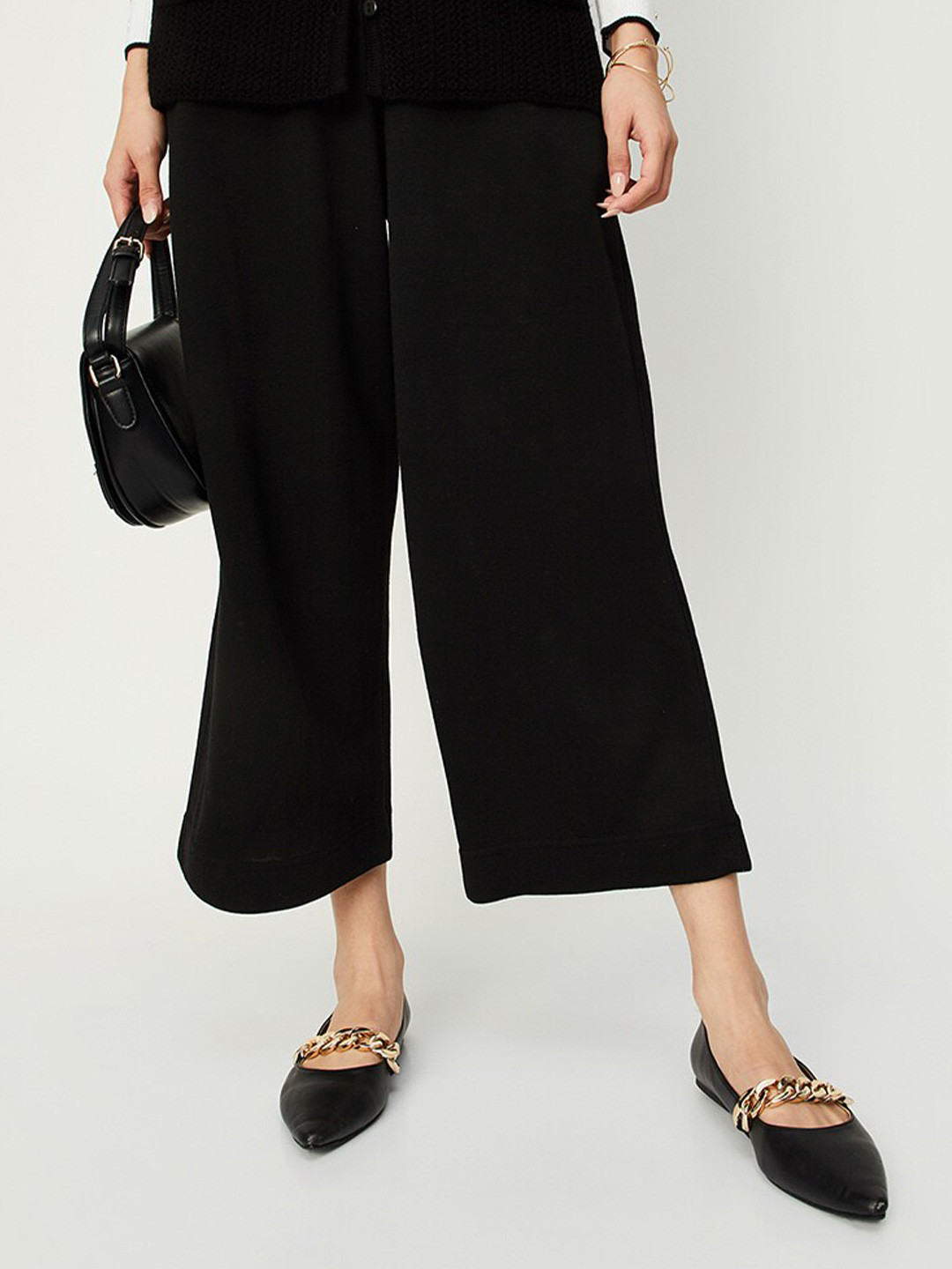 

max Straight Fit Palazzos, Black
