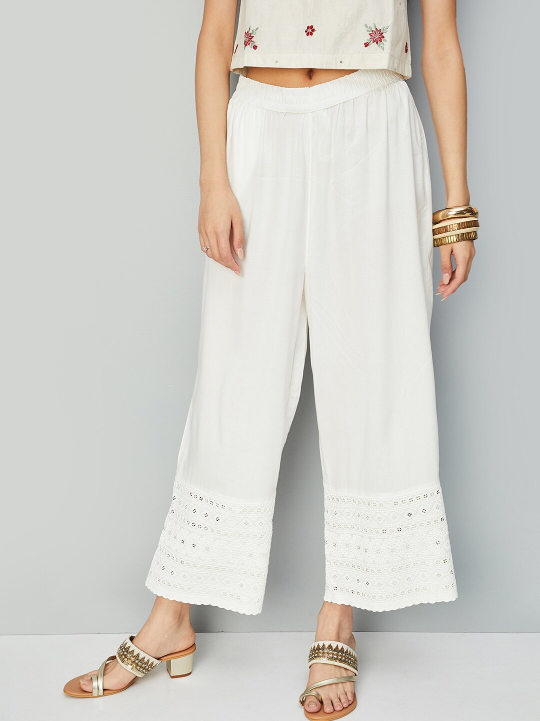 

max Straight Fit Palazzos, Off white