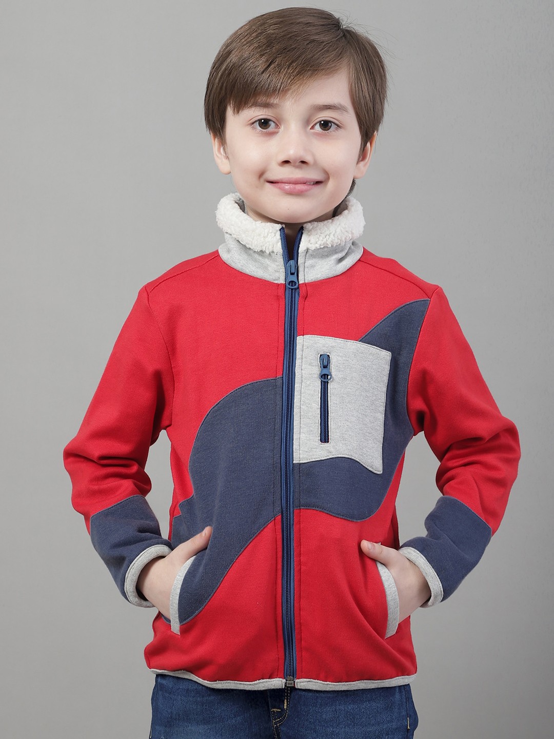 

HOUSE OF VEDAS Boys Colourblocked Lightweight Tailored Jacket, Red