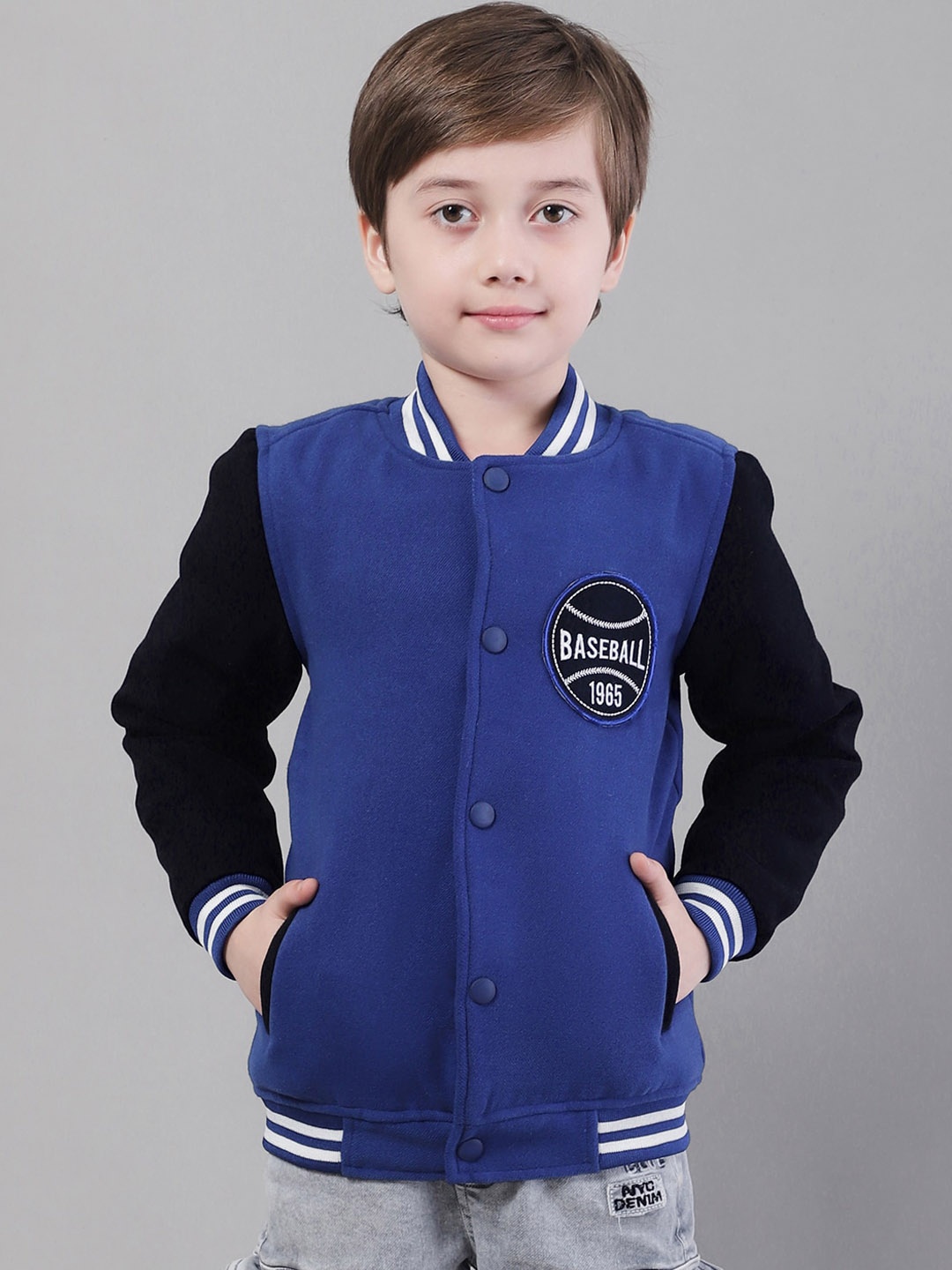 

HOUSE OF VEDAS Boys Lightweight Varsity Jacket, Blue
