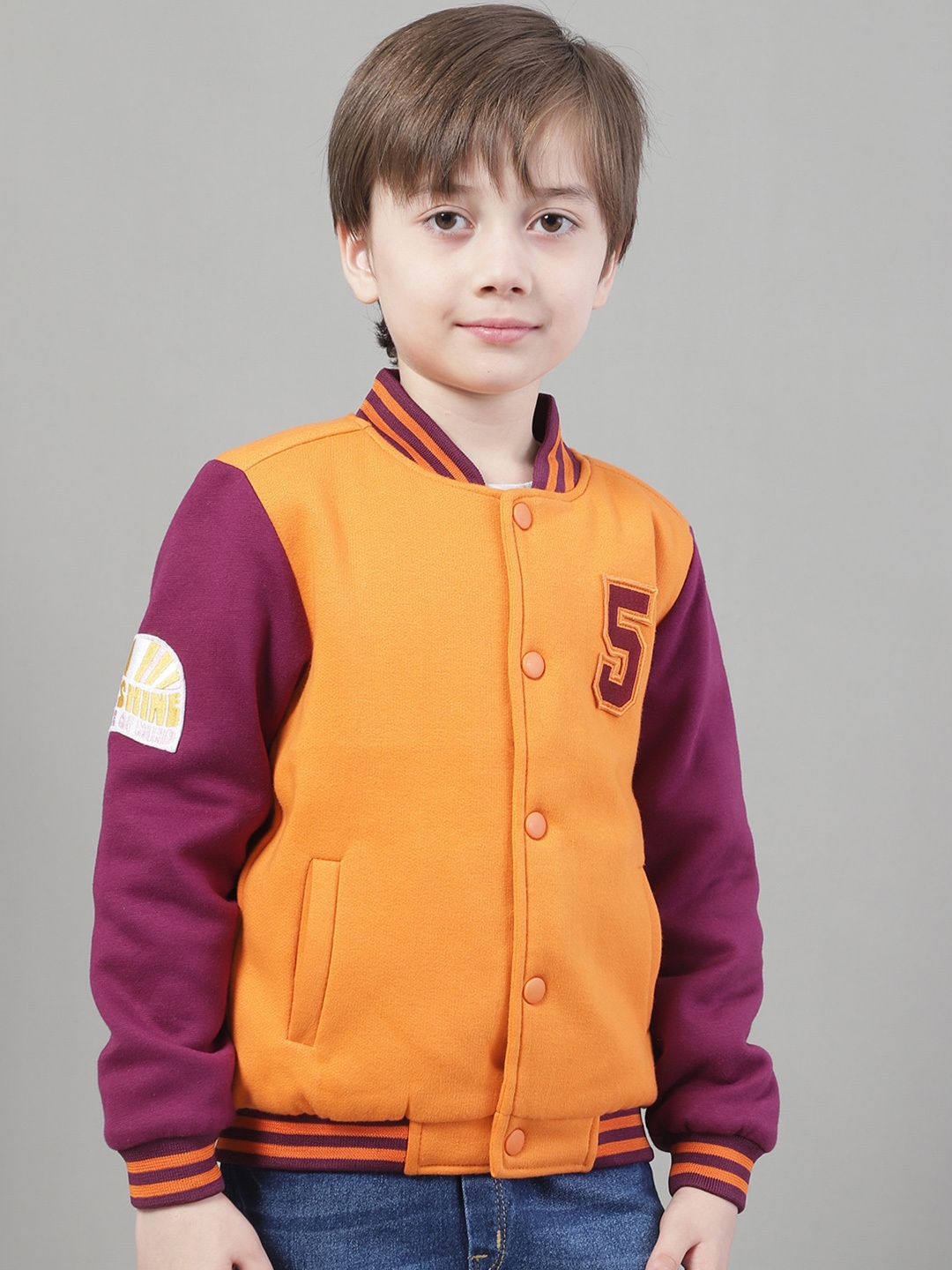

HOUSE OF VEDAS Boys Lightweight Varsity Jacket, Orange