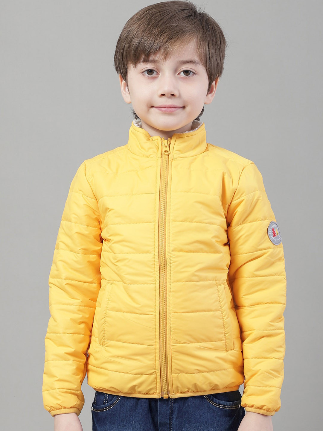 

HOUSE OF VEDAS Boys Mock Collar Lightweight Puffer Jacket, Yellow