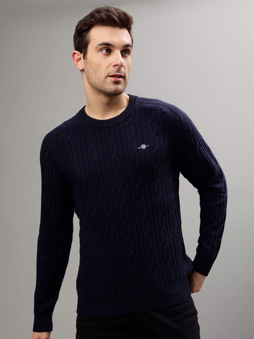 

GANT Self Designed Round Neck Pullover, Navy blue