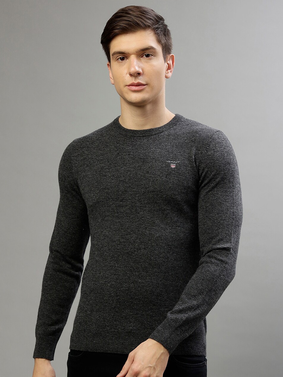 

GANT Round Neck Pure Cotton Pullover, Charcoal