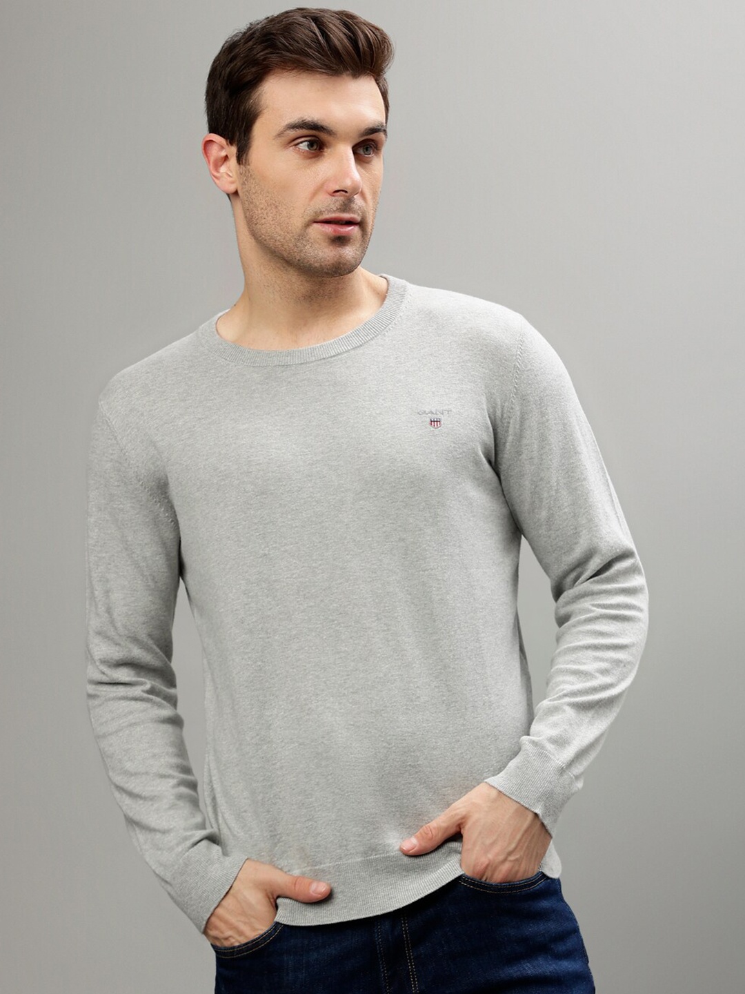 

GANT Pure Cotton Pullover Sweater, Grey