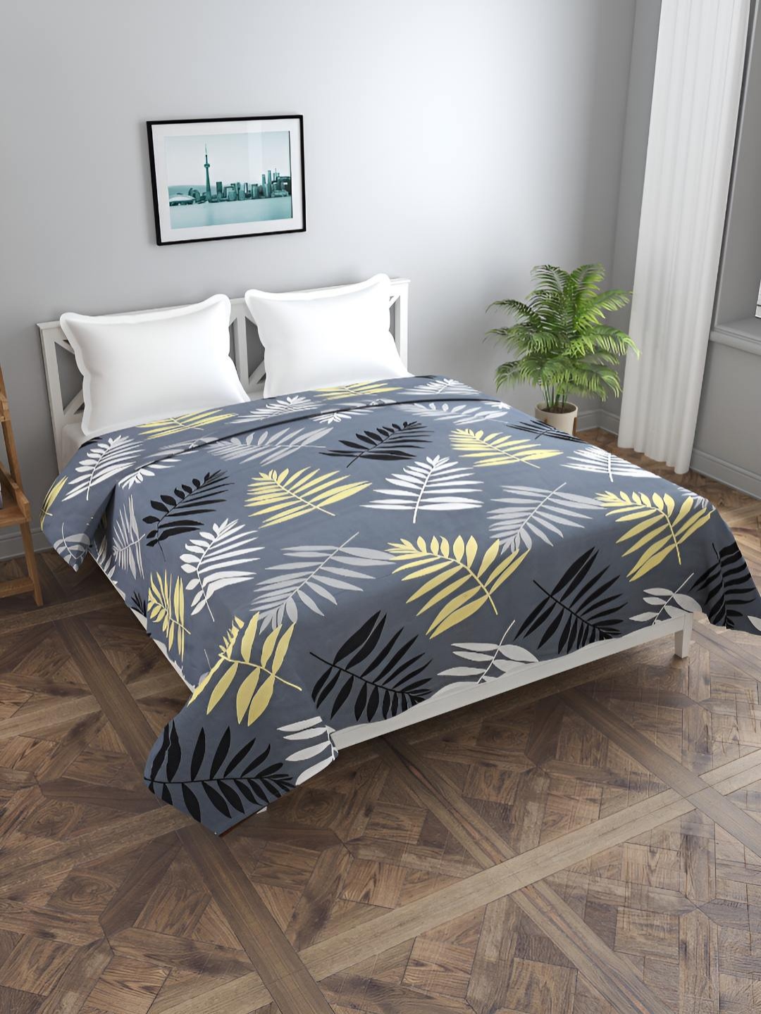 

BREVARD Grey & White Floral Printed Double Queen Bed Duvet Cover